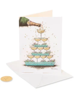 Champagne Pyramid Wedding Greeting Card- Designed by Bella Pilar