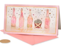 Champagne With Cupcake Birthday Greeting Card