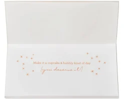 Champagne With Cupcake Birthday Greeting Card