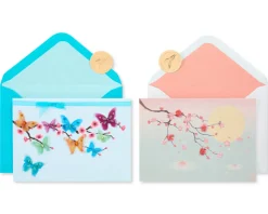 Cherry Blossoms Blank Greeting Card Bundle, 2-Count