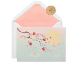 Cherry Blossoms Thinking of You Blank Greeting Card