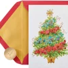 Christmas Tree with Holiday Ornaments Christmas Boxed Cards – Glitter-Free, 12-Count