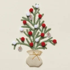 Christmas Tree with Pom Poms Christmas Greeting Card