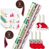Christmas Trees and Candy Canes Holiday Wrapping Paper Set, 2 Rolls, 2 Ribbons, 5 Tags, 12 Labels