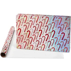 Christmas Trees and Candy Canes Holiday Wrapping Paper Set, 2 Rolls, 2 Ribbons, 5 Tags, 12 Labels