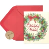 Christmas Wreath and Holiday Wishes Christmas Boxed Cards, 20-Count