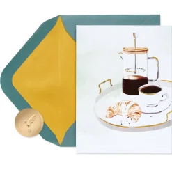 Coffee and Croissant Blank Greeting Card