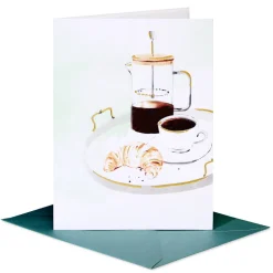 Coffee and Croissant Blank Greeting Card