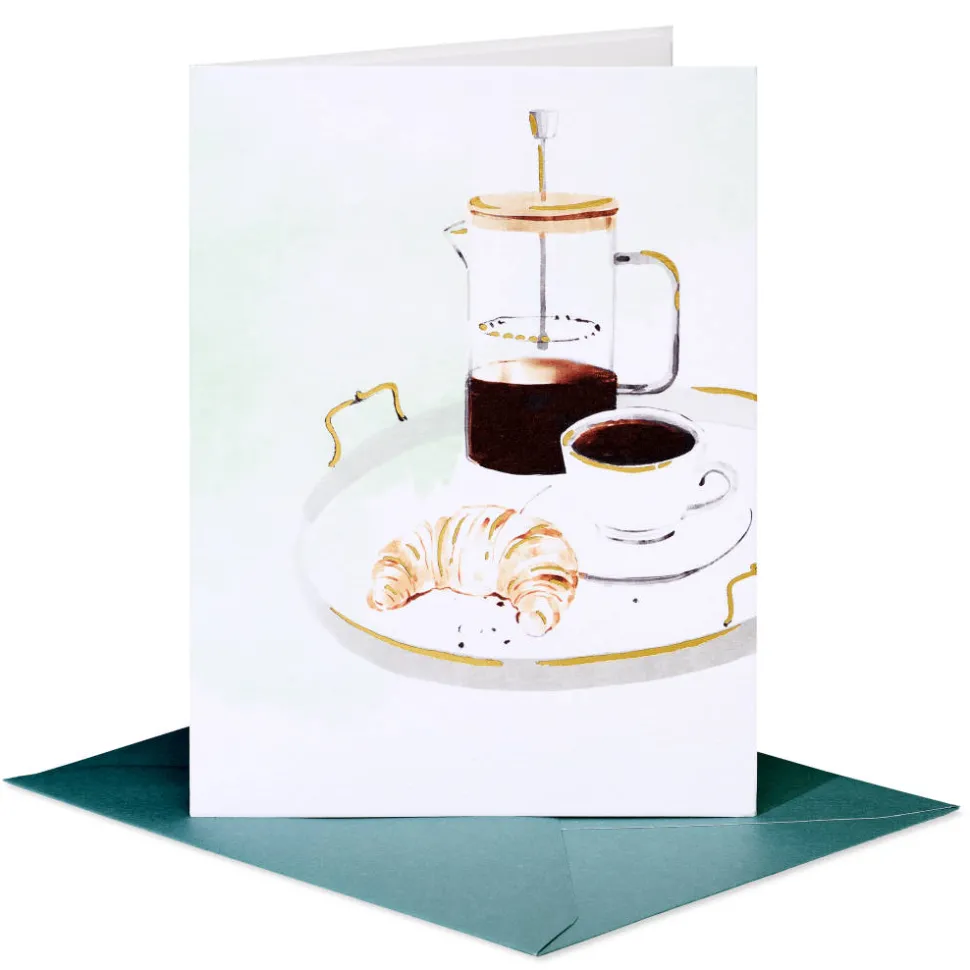Coffee and Croissant Blank Greeting Card