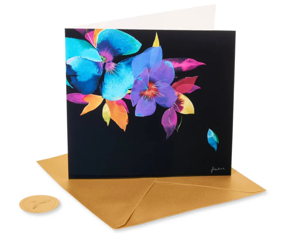 Colorful Flowers Blank Greeting Card