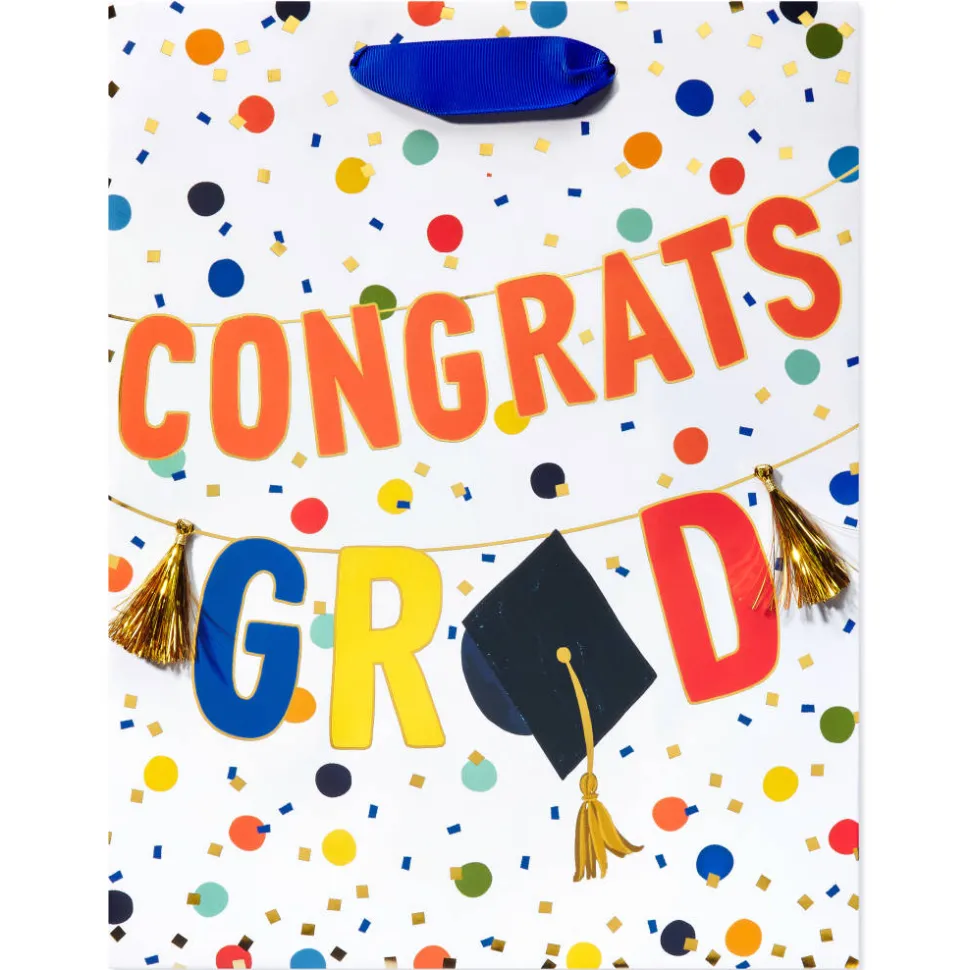 Congrats Grad 10″ Large Graduation Gift Bag, 1 Bag