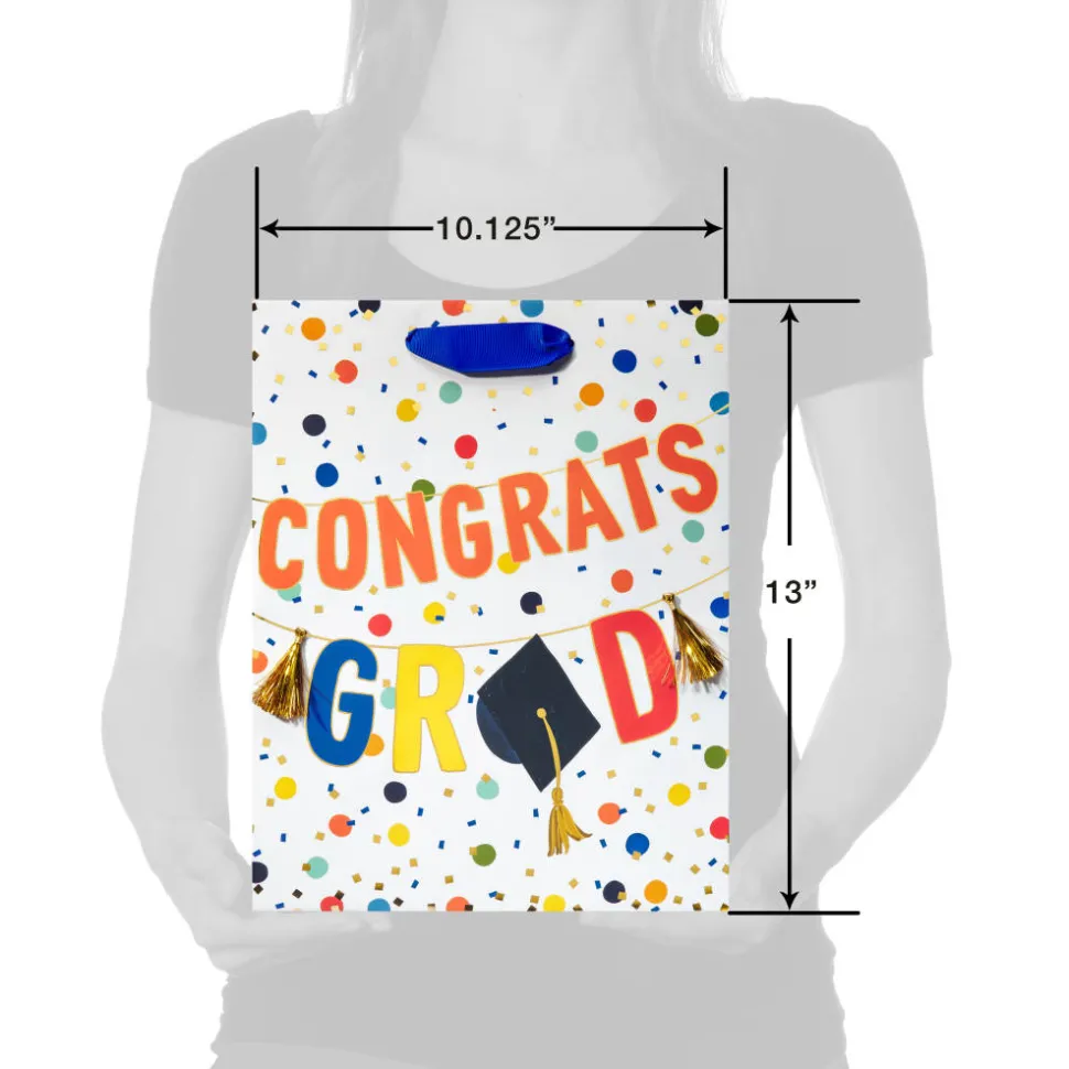 Congrats Grad 10″ Large Graduation Gift Bag, 1 Bag