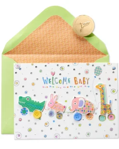 Critter Pull Along New Baby Greeting Card – Designed by House of Turnowsky
