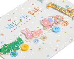 Critter Pull Along New Baby Greeting Card – Designed by House of Turnowsky