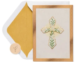 Cross With Flowers Religious Sympathy Greeting Card
