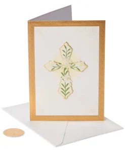 Cross With Flowers Religious Sympathy Greeting Card