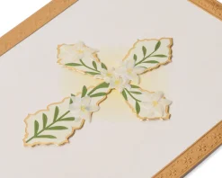 Cross With Flowers Religious Sympathy Greeting Card