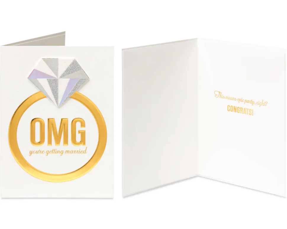 Cupcake and Ring Wedding Bridal Shower Greeting Card Bundle, 2-Count