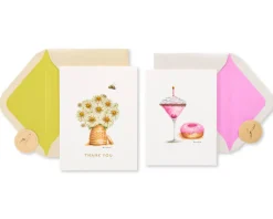 Daisies and Drinks Thank You Greeting Card Bundle, 2-Count- Designed by Bella Pilar