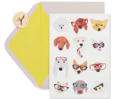 Dog with Glasses Blank Friendship Greeting Card