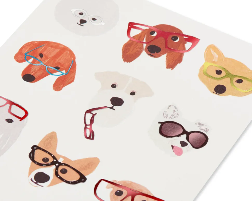 Dog with Glasses Blank Friendship Greeting Card
