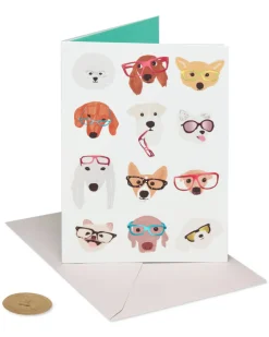 Dog with Glasses Blank Friendship Greeting Card