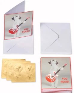 Dog with Guitar Blank Note Cards with Envelopes, 12-Count