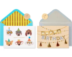 Dogs and Banner Birthday Greeting Card Bundle, 2-Count