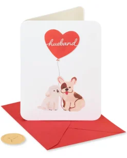 Dogs with Balloons Anniversary Greeting Card for Husband