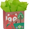 Eco Fox Medium Gift Bag with Retro Green Tissue Paper, 1 Gift Bag and 8 Sheets of Tissue Paper