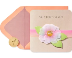 Elegant Pink Ombre Flower Birthday Greeting Card for Wife