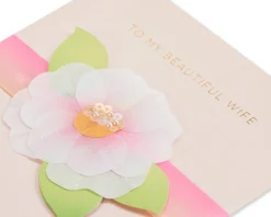 Elegant Pink Ombre Flower Birthday Greeting Card for Wife