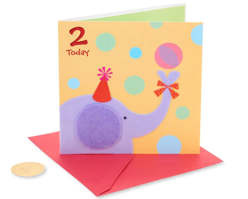 Elephant 2nd Birthday Greeting Card