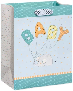 Elephant with Balloons Large Baby Gift Bag, 1 Bag