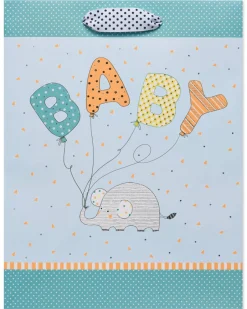 Elephant with Balloons Large Baby Gift Bag, 1 Bag