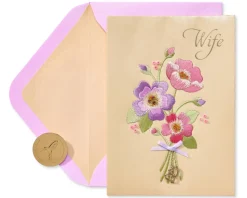 Embroidered Bouquet Birthday Greeting Card for Wife