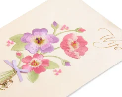 Embroidered Bouquet Birthday Greeting Card for Wife