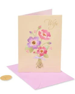 Embroidered Bouquet Birthday Greeting Card for Wife
