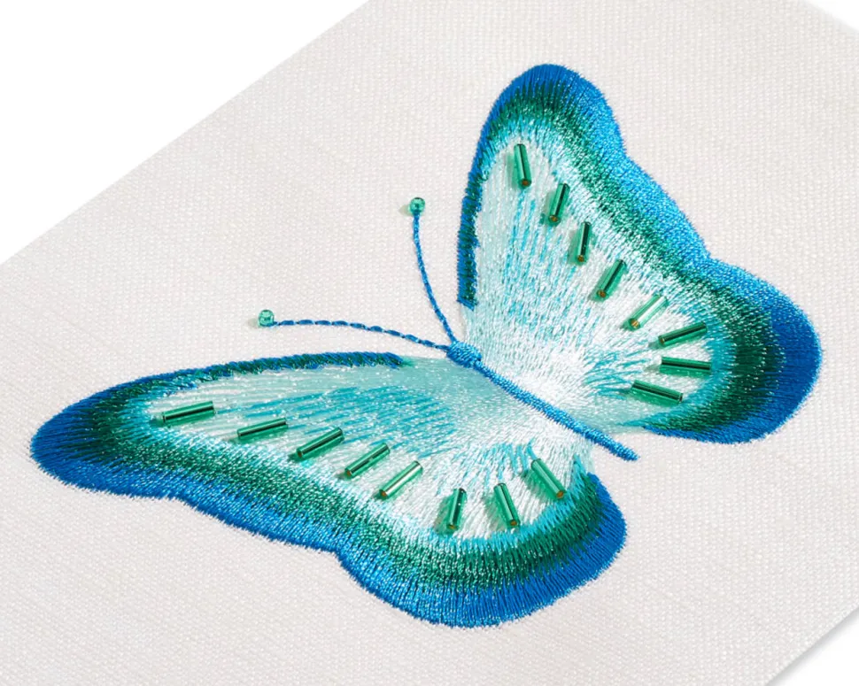 Embroidered Butterfly Birthday Greeting Card
