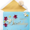 Embroidered Flower Lettering Birthday Greeting Card