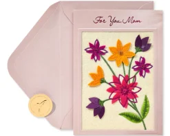 Embroidered Flowers Birthday Greeting Card
