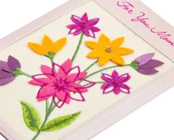 Embroidered Flowers Birthday Greeting Card