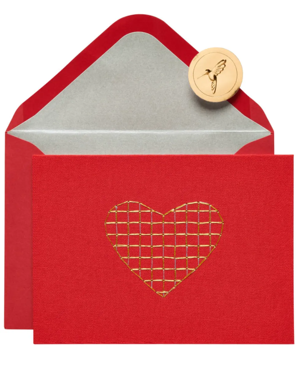 Embroidered Heart Blank Greeting Card