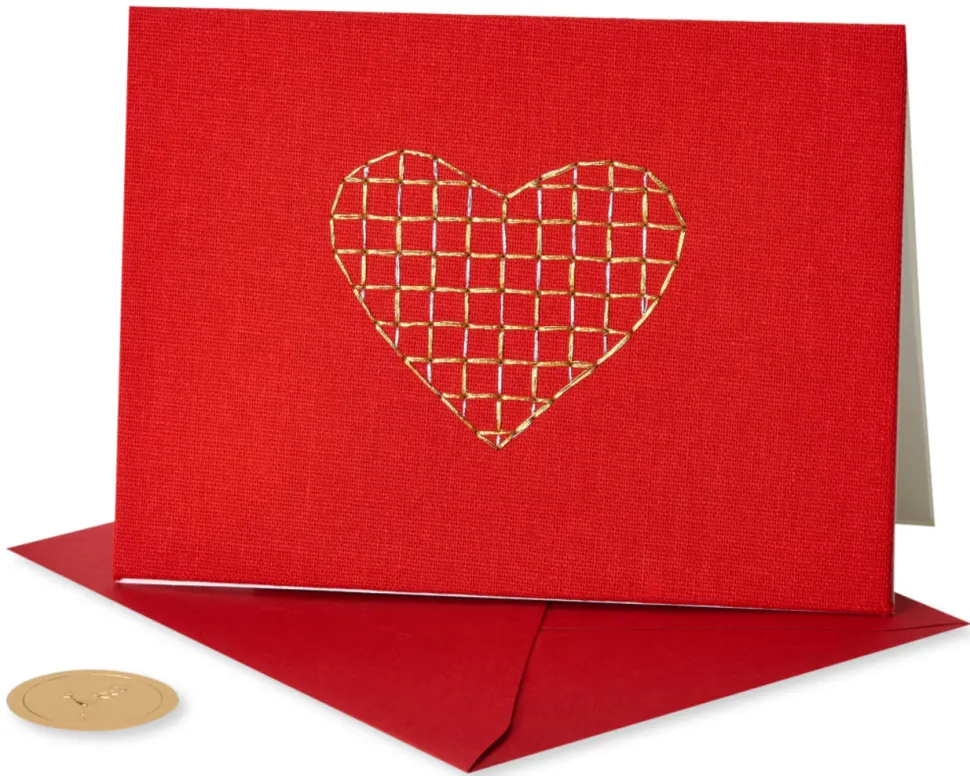 Embroidered Heart Blank Greeting Card