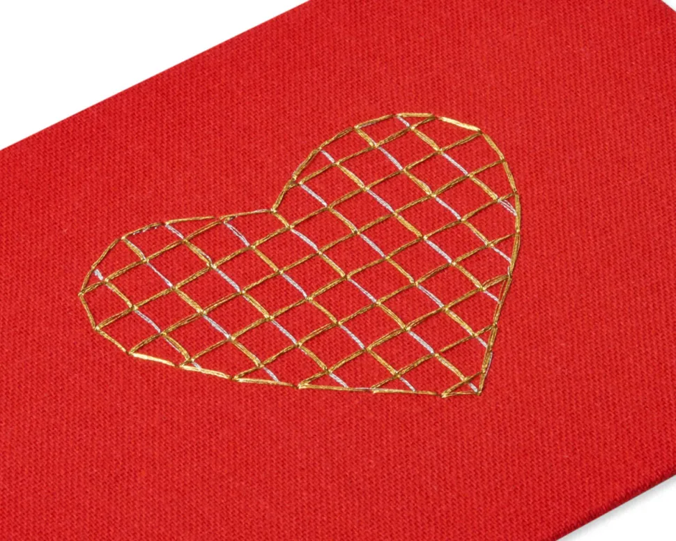 Embroidered Heart Blank Greeting Card