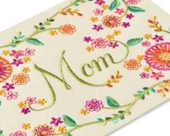 Embroidered with Flowers Birthday Greeting Card for Mom