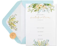 Eucalyptus Leaves Bridal Shower Blank Invitations with Envelopes, 20-Count