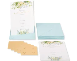 Eucalyptus Leaves Bridal Shower Blank Invitations with Envelopes, 20-Count