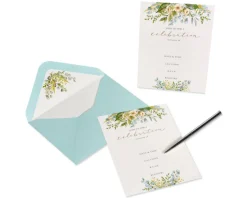 Eucalyptus Leaves Bridal Shower Blank Invitations with Envelopes, 20-Count