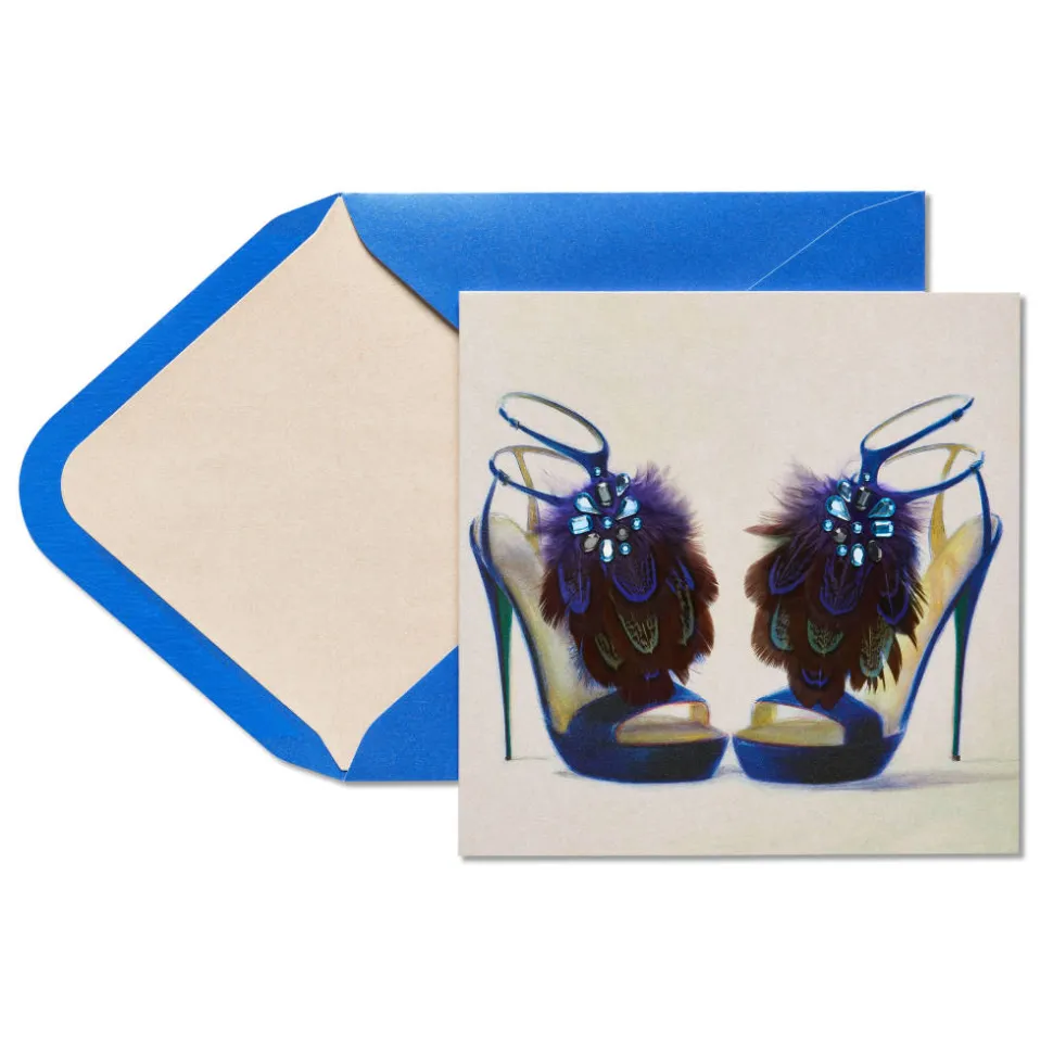 Fashion Feather Heels Birthday Greeting Card